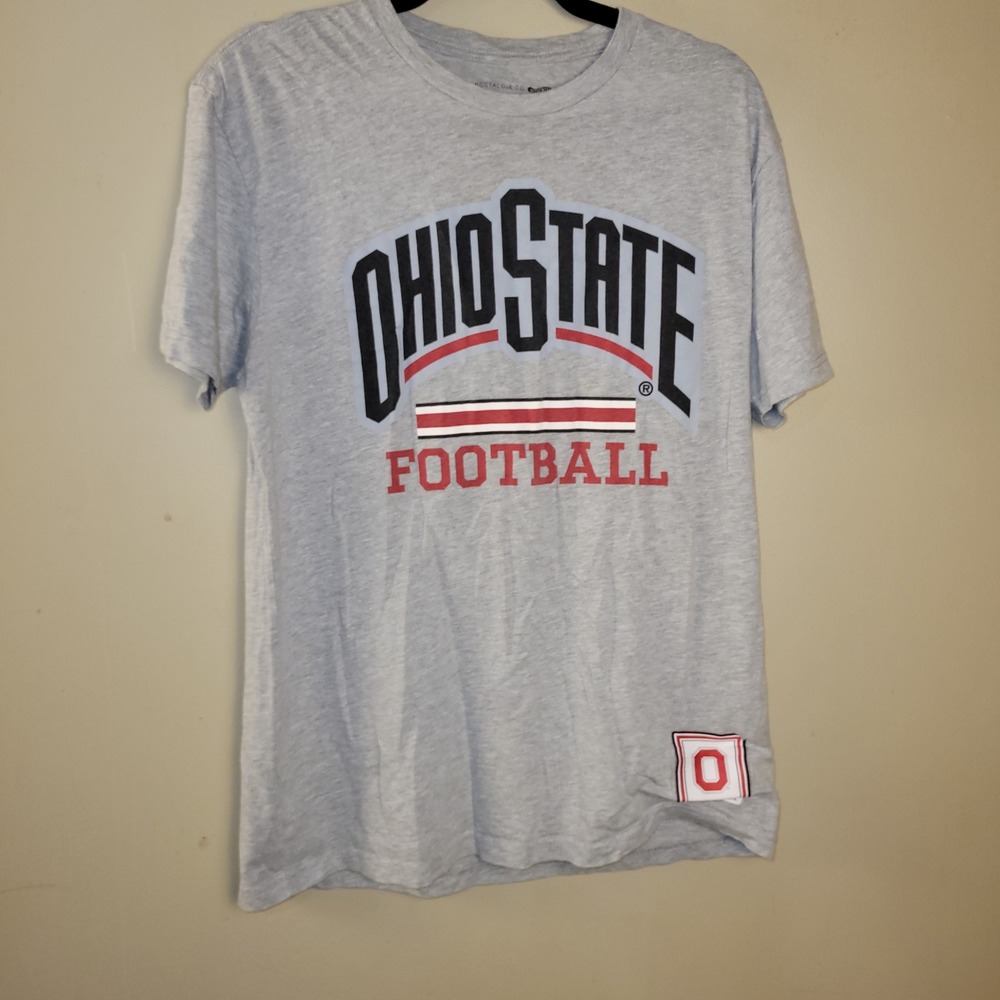 Mitchell & Ness Ohio State Buckeyes Football T-Shirt Mens Large Gray Graphic Tee